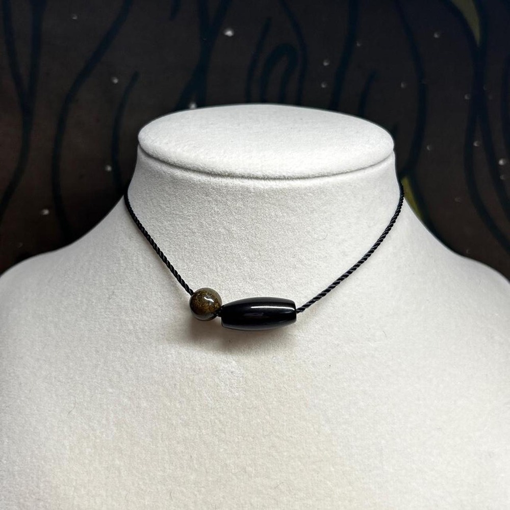Agate gemstone dainty necklace adjustable indie grunge boho chic earthy minimal